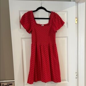Madewell Smocked Mini Dress Red/Pink